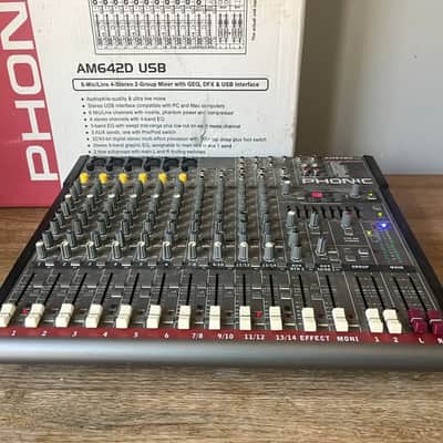 Phonic Am642d 6-mic/line 4-st 2-group Mixer with Digital Efx with box image 6
