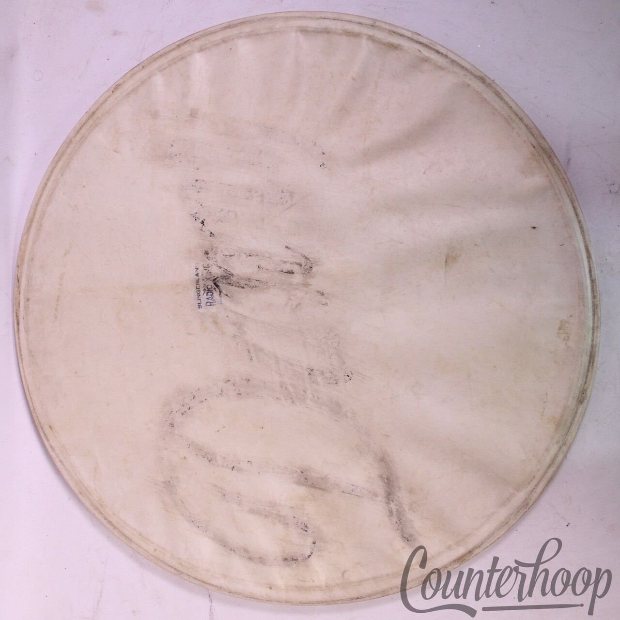 Slingerland 22"Radio King Bass Drum Calf Skin Head Sparks USA Batter Vintage 40s — main photograph