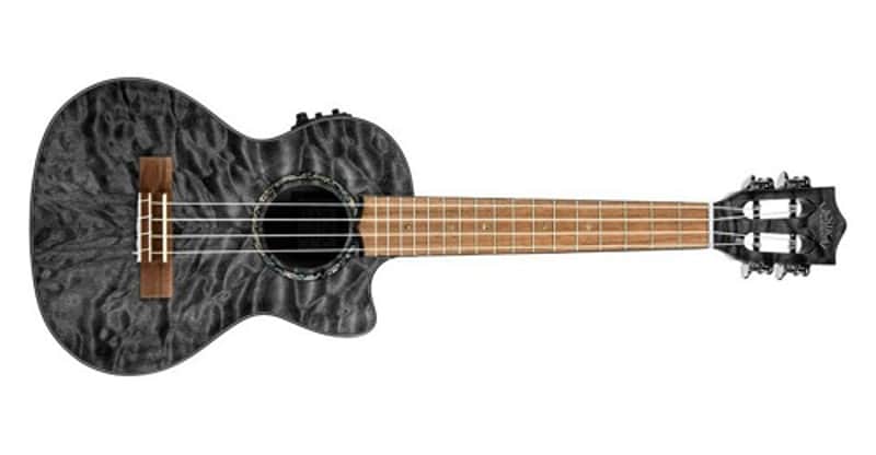Lanikai QM-BKCEC Quilted Maple Black Stain Tenor Acoustic-Electric Ukulele image 1