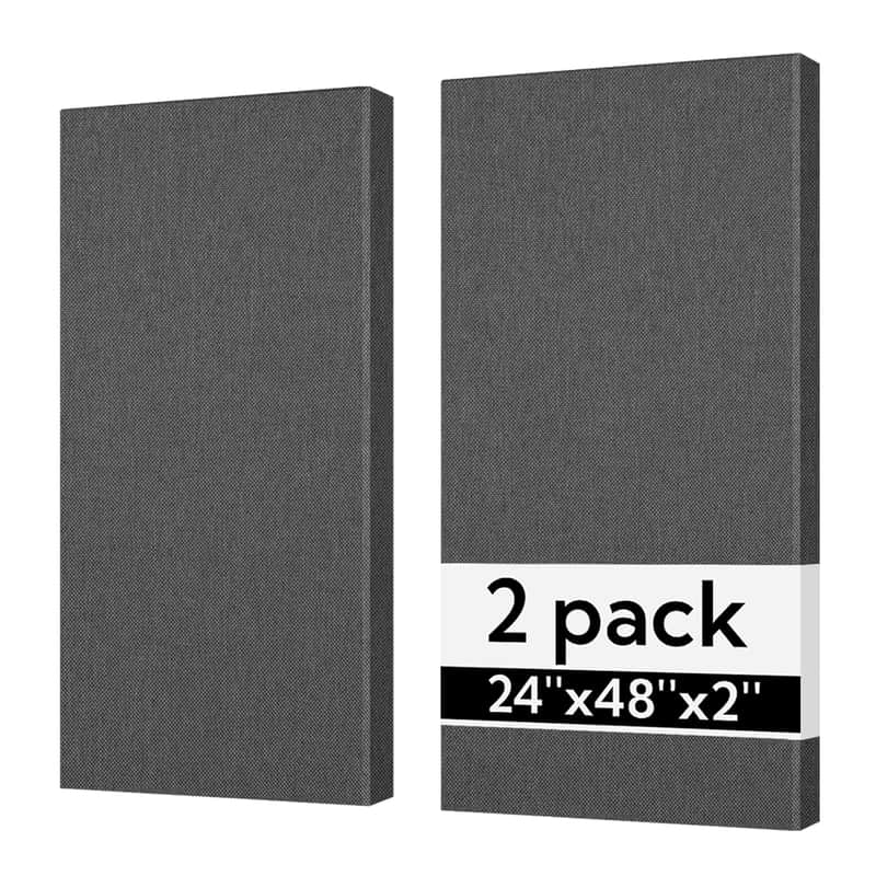 Sound Absorbing Acoustic Wall Panels 2 Pack, 2'' 24''X48'' Fiberglass Sound Dampening Panels, Large Fabric Wrapped Sound Proof Panels For Walls (Dark Grey) image 1