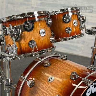 DW Collectors VLT 333 Maple 4pc Drum Set Almond Burst over Super Quilted Maple image 2