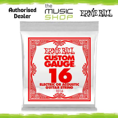 Ernie Ball Single Plain Steel .016 Electric or Acoustic Guitar String - P01016 image 1