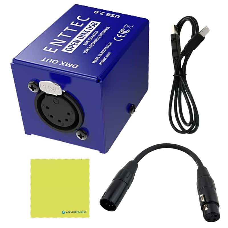 Enttec Open Dmx Usb Lighting Interface Controller Widget (Open Source/Hardware) Bundle Dmx Adapter 5 Pin(M) To 3 Pin(F) Xlr And Polishing Cloth image 1
