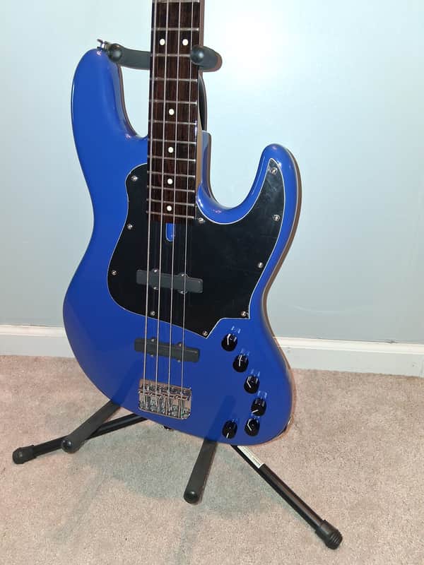 SusBass Custom Jazz High Gloss Blue African Blackwood Bartolini Gotoh 8.2 lbs image 1