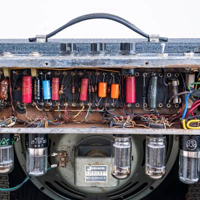 1960 Ampeg Jet J-12 Vintage Tube Amp 1x12 w/ Jensen P12S, Navy Random Flair, Serviced & Clean image 14