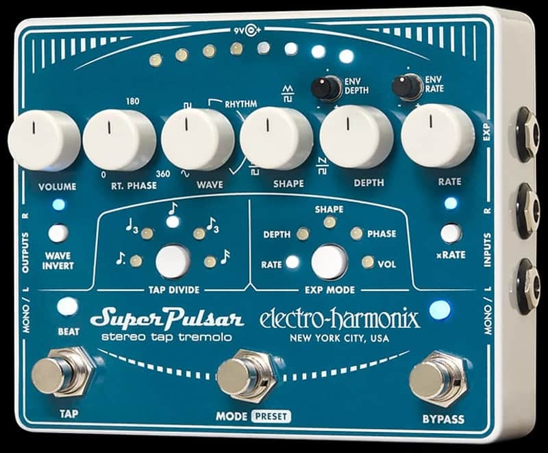 Mint Electro-Harmonix Super Pulsar Stereo Tap Tremolo - Blue image 1