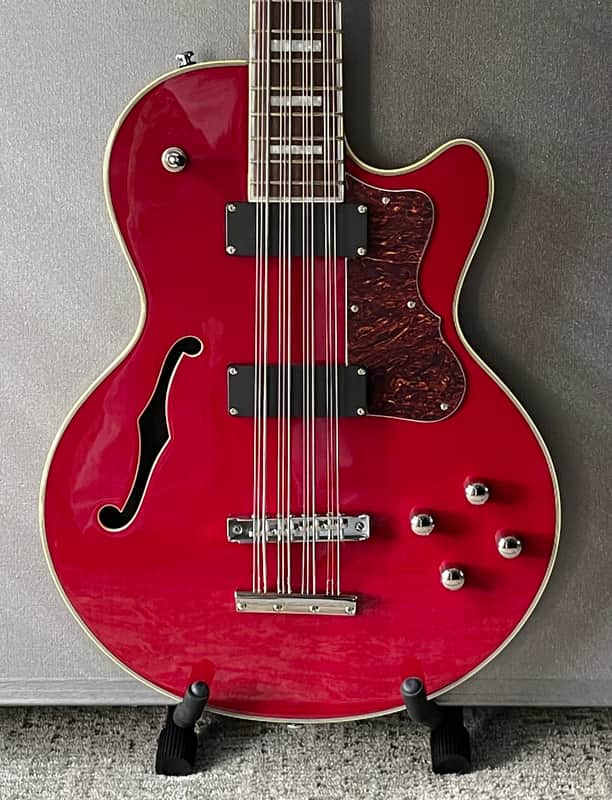 Waterstone 20th Anniversary TP-12 bass guitar 2022 Trans Scarlet (GBR) image 1