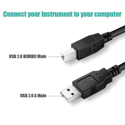 15-Feet Usb B Midi Controller Cable Cord For Audio Interface, Piano, Midi Keyboard, Midi Controller, Mixer, Speaker, Instrument, Usb Microphone, Usb A To B Cable image 4