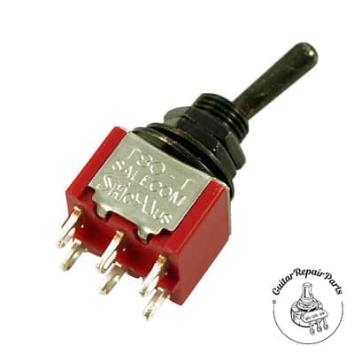 SALECOM On-On 2 Position DPDT Mini Toggle Switch w. Round Bat - Black
