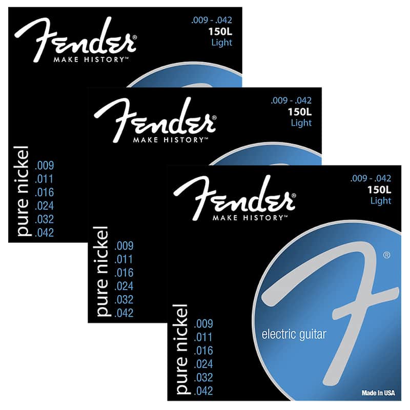 Fender 073-0150-309 150L Pure Nickel Electric Guitar Strings - Light (9-42) Pack of 3 image 1