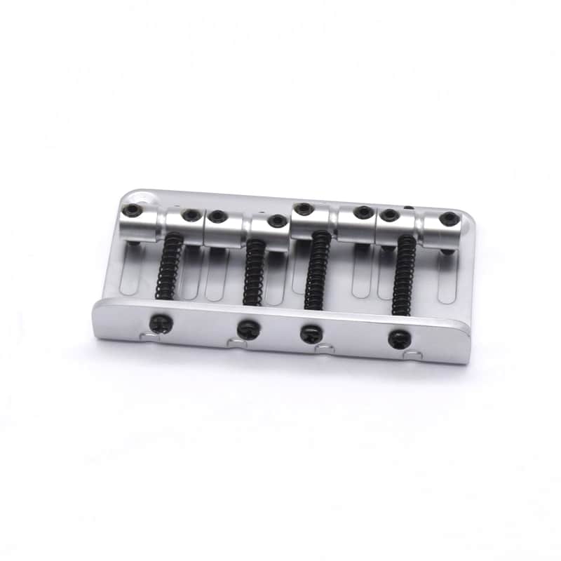 KD By AxLabs Vintage Style Bass Bridge - 4-Screw, 4-String, String-Through-Top - Satin Chrome image 1