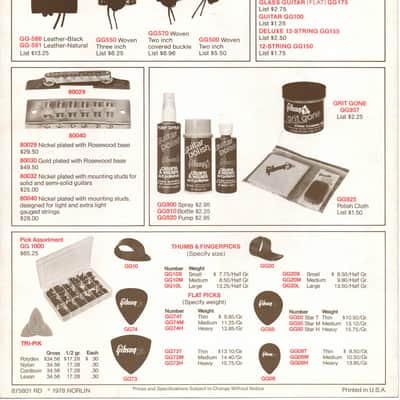 Gibson- Strings & Accessories Price List, 1978 image 2