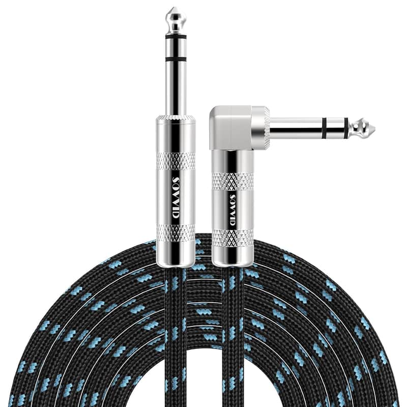 1/4 Inch TRS Cable 10 FT, 6.35 mm 1/4 TRS to TRS Balanced Stereo Audio Cable, Quarter Inch TRS Male to Male Instrument Cable for Sound Card, Mixer, Amplifier, Speaker, Equalizer, Black Blue image 1