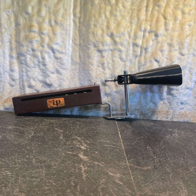 Vintage LP - Latin Percussion Wood Block and Cowbell With Bass Drum Hoop Mount image 1