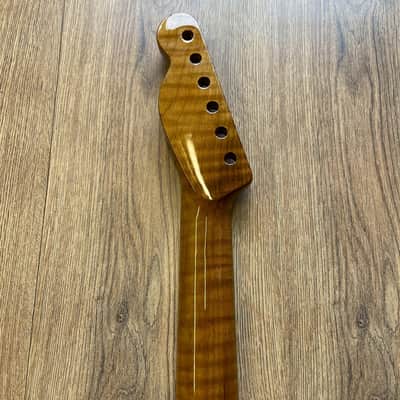 Telecaster Compatible Roasted Flame Maple and Rosewood Pro Guitar Neck Gloss image 6