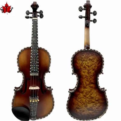 Strad style SONG master bird's eye maple wood 4/4 violin,carving ribs and neck inlay nice shell,sound clear and melodious image 2