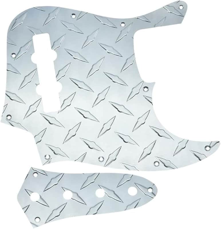 Jazz Style Bass Diamond Aluminum Pickguard & Control Plate (4String) - Silver image 1