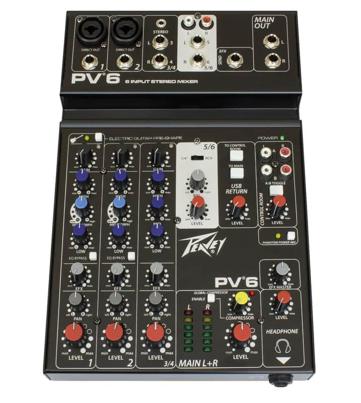 Peavey PV 6 Mixer - Ideal for Live Shows, Recording, Podcasting image 1
