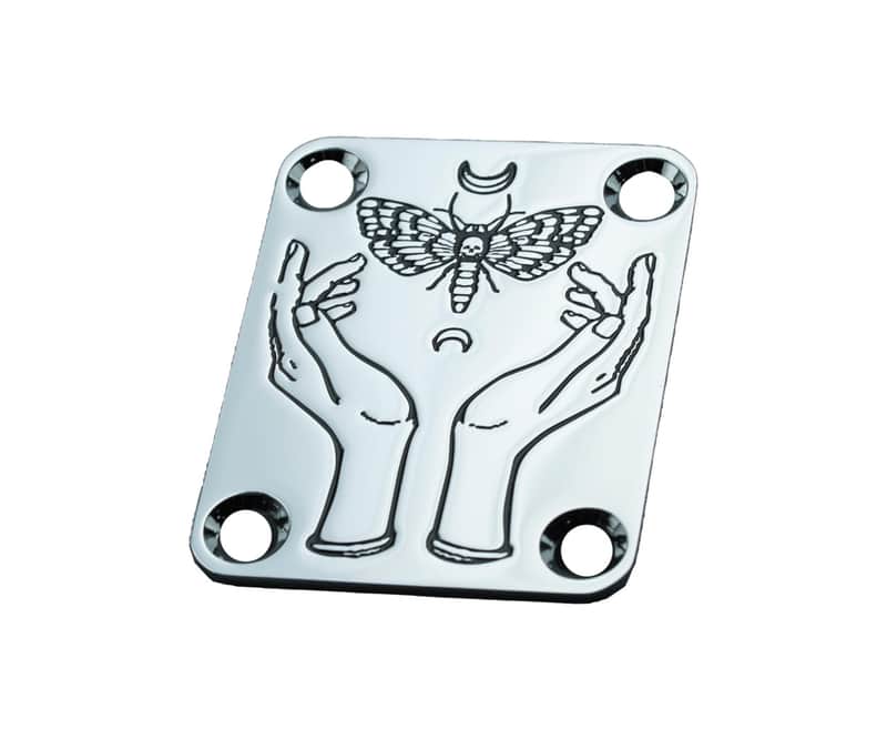 Guitar Neck Plate, 4-Holes Stainless Steel Electric Guitar Bass Neck Joint Plate NeckPlate Replacement Part (GN004, Chrome) image 1