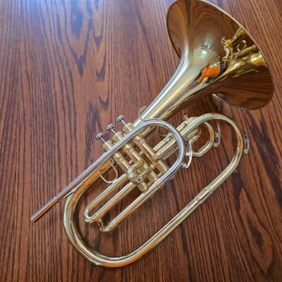 King 1121 Ultimate Professional Model Marching F Mellophone - Clear-Lacquered Brass image 1