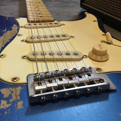 USA Relic Strat Style Electric Guitar Metallic Blue Nitro by Nate's Relic Guitars image 2