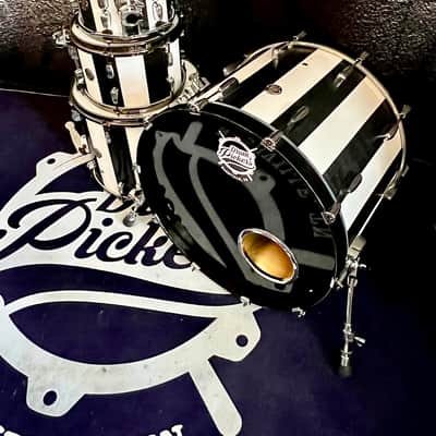 DrumPickers 5pc Vintage Professional Drum Kit in Van Halen Black & White Stripe Tribute image 5
