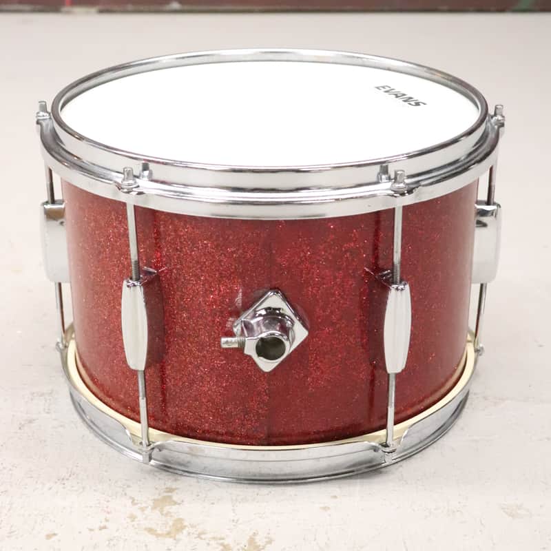 Japanese 8x12" Rack Tom Drum Vintage 1970's Red Sparkle image 1