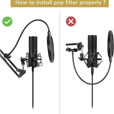 TONOR T20 Microphone Arm Stand, Adjustable Suspension Boom Scissor Mic Stand with Pop Filter image 5