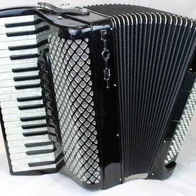 3486 - Black Pigini Wing 374 Piano Accordion LMMM 37 120 image 1
