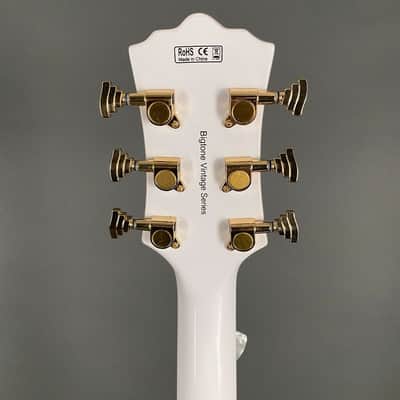 Harley Benton BigTone White Vintage Series Archtop Rockabilly - white image 7
