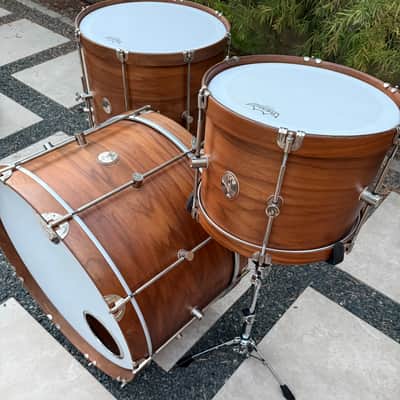 A&F Drum Co. Walnut Drum Set 13/18/24 with gig bags image 4