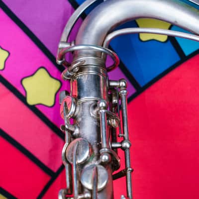 Early 1930s York Silver Plated Alto Saxophone, Hardcase, as is image 14
