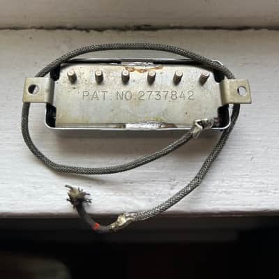1970s Gibson Patent Stamp (Pat No.) Mini Humbucker Pickup Chrome image 2