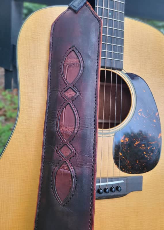 The Swamp Shadow™ Handcrafted Full-Grain Leather Guitar Strap with Genuine Louisiana Alligator image 1