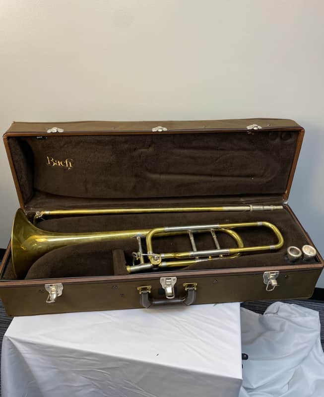 Bach 42BO Stradivarius Series Tenor Trombone with Open Wrap F Attachment Standard Rotor Valve 2010s - Clear Lacquered Brass image 1