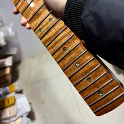 22 frets gloss Roasted Flame Maple Electric Guitar neck 25.5in parts image 2