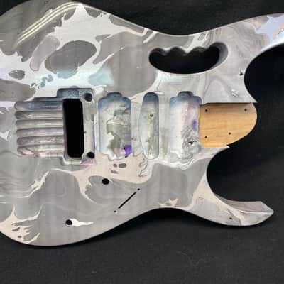 Gray and Silver Swirled alder 6 string Jem style guitar body, HSH, AANJ, rear route- RB216 image 1
