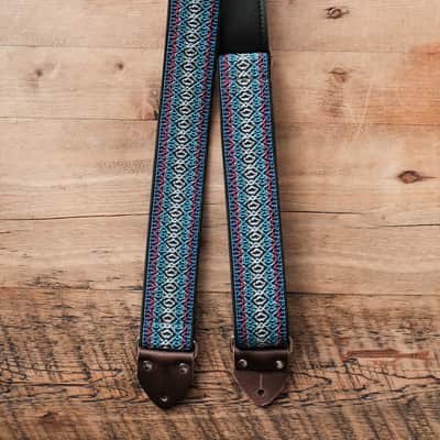 Vintage Blue 60s/70s Hippie Guitar Strap / Handmade in the UK / Case Candy image 4