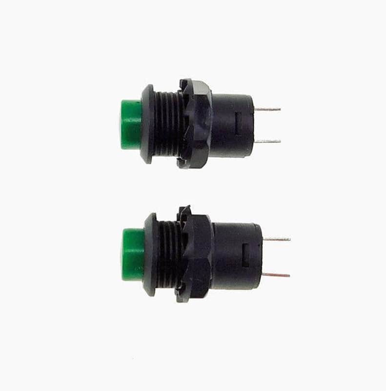 2 Pack SPST Normally Open Momentary Push Button Switch Green 32731G image 1