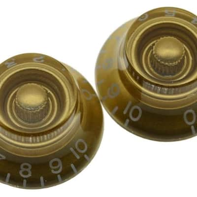 2pcs USA(Imperial) LP Guitar Bell Knobs 24 Fine Splines Top Hat Knobs for USA Les Paul with CTS Pots Gold image 4
