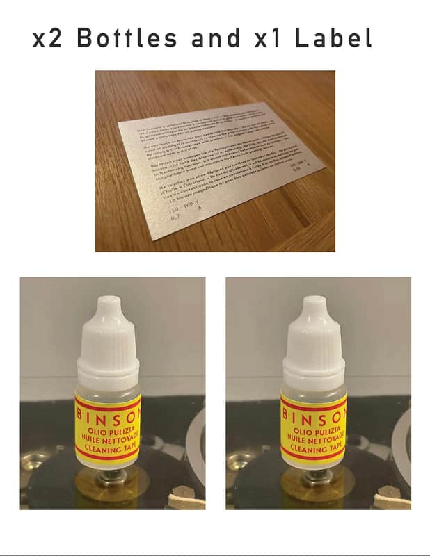 Binson Echorec T27E restoration kit - x2 bottles and paper badge image 1