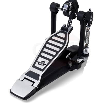 GRIFFIN Drum Hardware Set (3 Piece Kit) - Kick Drum Pedal, Drummer's Throne Seat & Straight Cymbal Stand | Deluxe Chrome Percussion Set for Mounting Crash, Ride & Splash Cymbals image 4