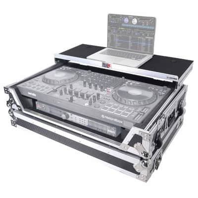 ProX XS-DDJFLX10WLTBL Silver Case for DDJ-FLX10 or DDJ-GRV6 Controller w Shelf and Wheels image 1