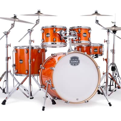 Mapex Mars Maple Glossy Amber Rock Drums 5pc Shell Pack 22/10/12/16/14 | NEW Authorized Dealer image 1