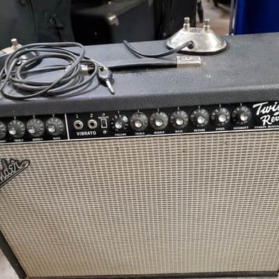 Vintage 1965 Fender Twin Reverb 2-Channel 85-Watt 2x12" JBL D120s Guitar Combo Black Panel with original paperwork and original (and newer) vibrato and spring reverb footswitch image 1