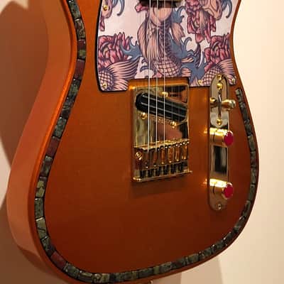 CUSTOM DESIGNED & CRAFTED COPPER METALLIC TELE STYLE WITH KOI TATTOO PG & DRAGON BLOOD JASPER STONES- SERIAL #071 -2025 - "B" STOCK image 10