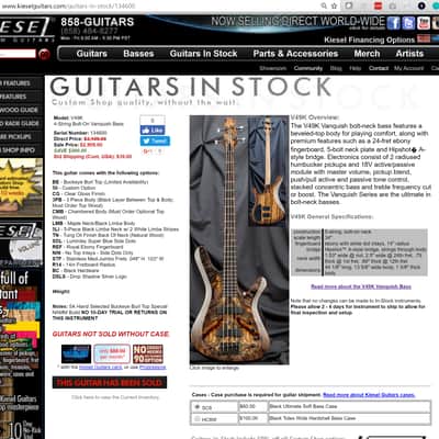 Kiesel V49K Vanquish 4 string 2017 Buckeye Burl 2017 NAMM Build image 15