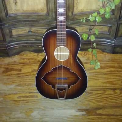 USA Lyra Slot Head Parlor art deco 1930's Striped Sunburst Inlaid Marquetry and case make an offer image 1