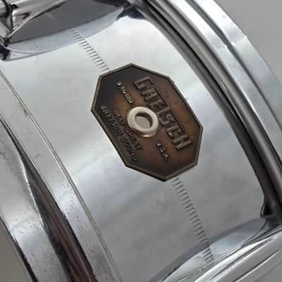 Used Vintage Gretsch 4160 Chrome Over Brass Snare Drum 14x5 - Good image 6