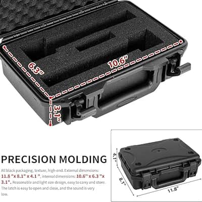Wireless Microphone Case, Hard Carrying Case with Customizable Foam, Portable Storage Case, IP67 Waterproof Anti-fall Box, Equipment Protector Case for Travel Outing, 11.6"x8.1"x4", Black image 2